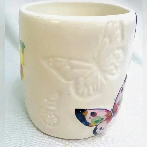 Lang Butterfly Coffee Tea Mug Raised and Embossed Design Hand Painted 16 oz - Picture 3 of 12
